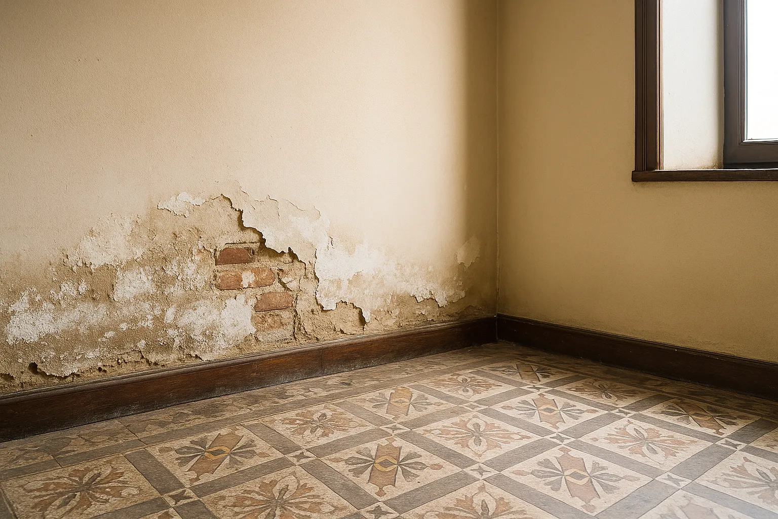 Muro con sales y desconchados (antes)